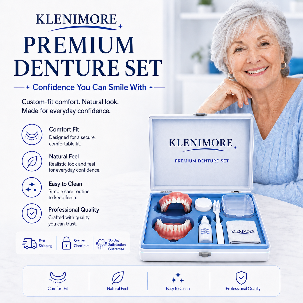 Custom-fit premium denture set