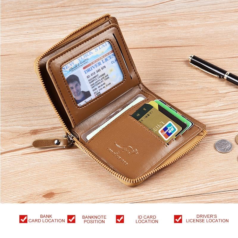 (🎁2025 New Year Hot Sale🎁)Men Wallet Zipper Genuine Leather Purse ( RFID PROTECTED )