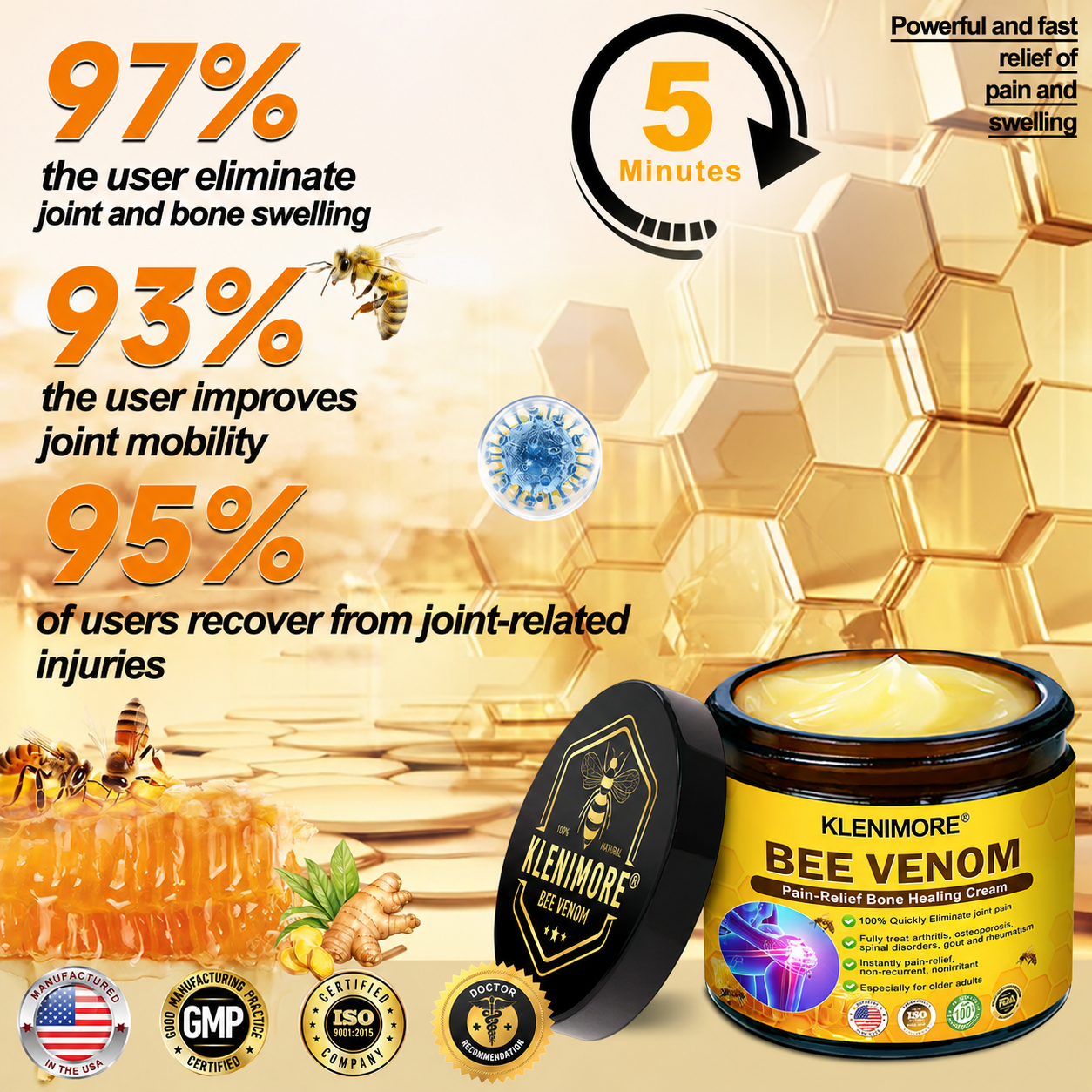 KLENIMORE® Bee Venom Pain-Relief Bone Healing Cream 🇺🇸(Specially for older adults)