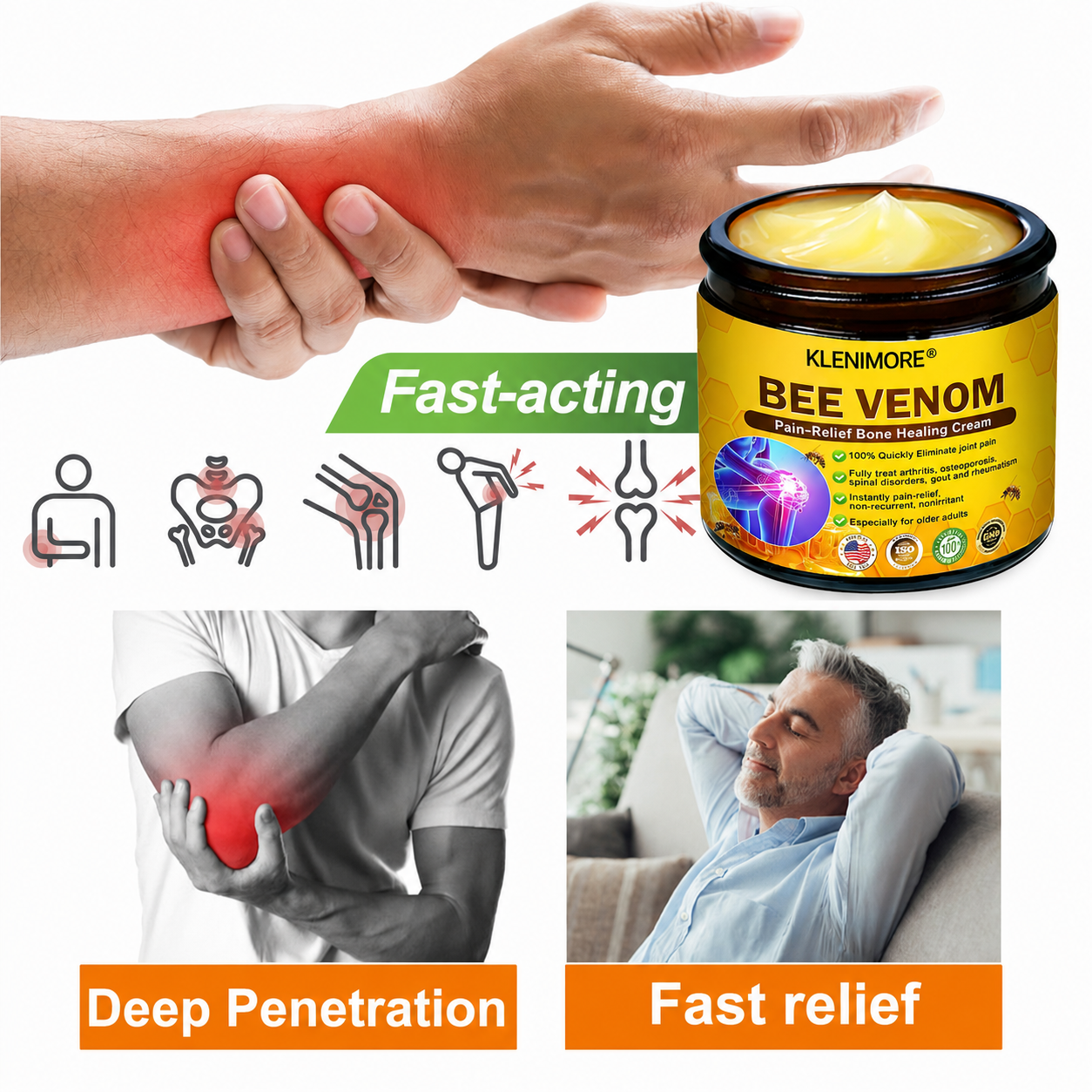 KLENIMORE® Bee Venom Pain-Relief Bone Healing Cream 🇺🇸(Specially for older adults)