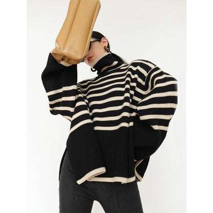 Women's Slit Turtleneck Knit Sweater