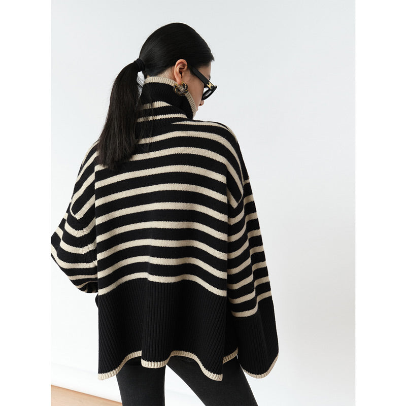 Women's Slit Turtleneck Knit Sweater