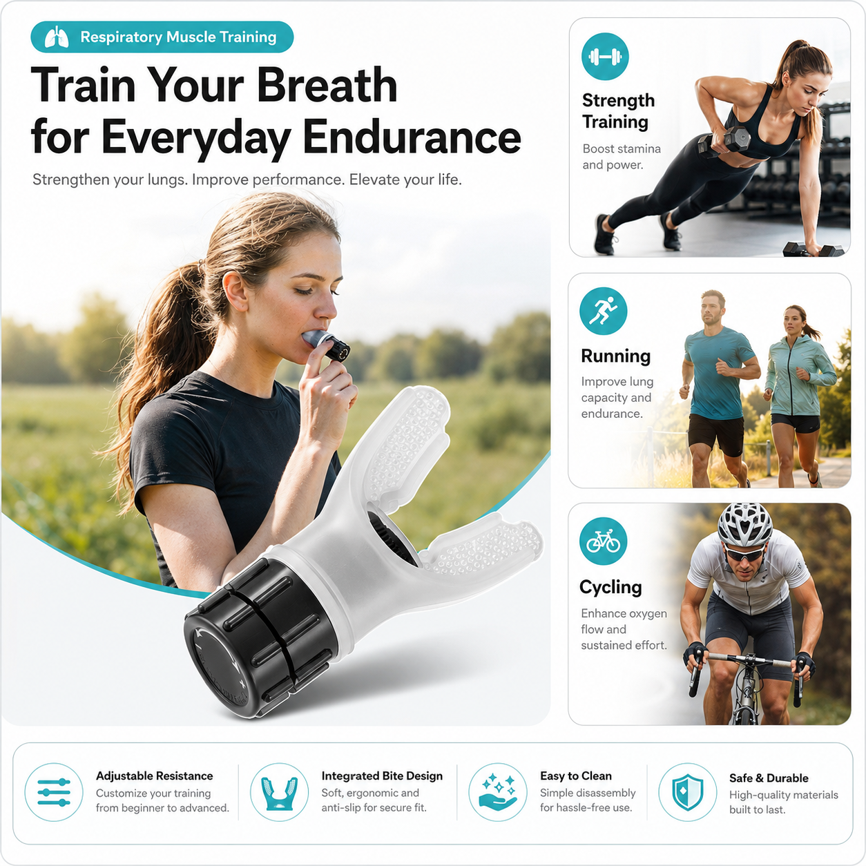 Boost lung capacity & core strength, fix shallow breathing, cut belly fat, ease age-related breathing issues. Ideal for athletes, office workers & elders.