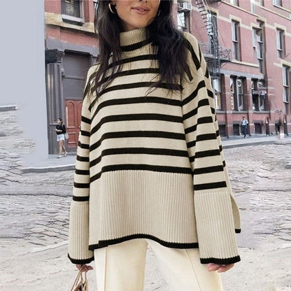 Women's Slit Turtleneck Knit Sweater