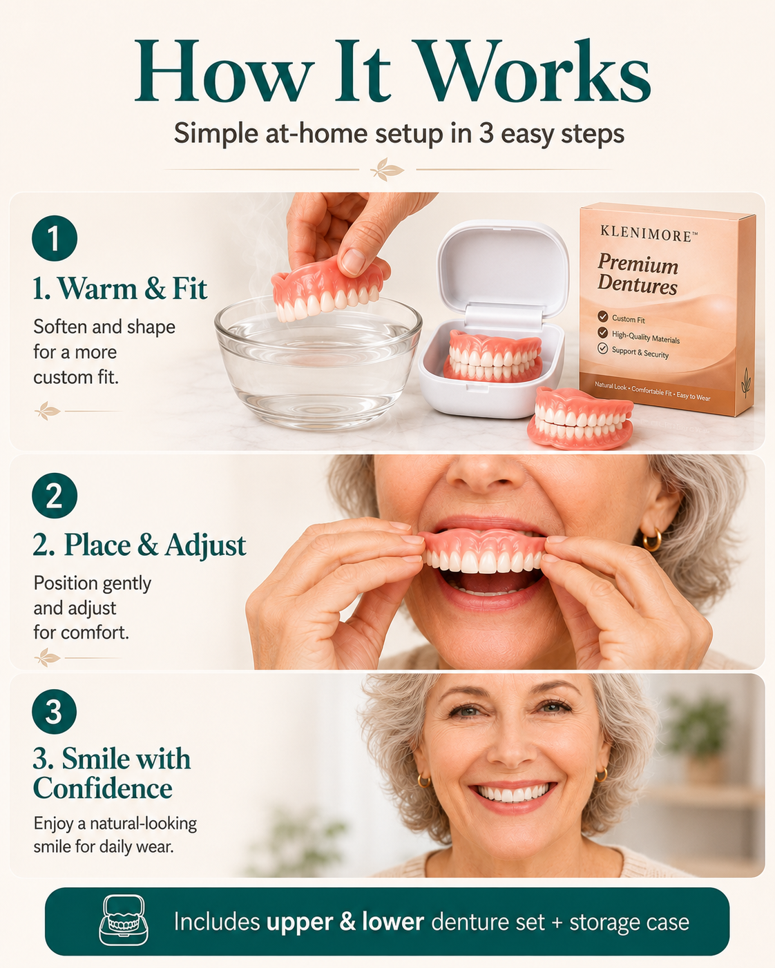 Custom-Fit Instant Smile Dentures – Natural Looking Comfort Fit