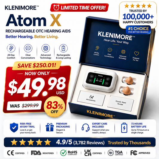 🔥 Today Only! KLENIMORE™ Atom X Smart Hearing Aids — Hear Clearly, Feel Confident Again 💖
