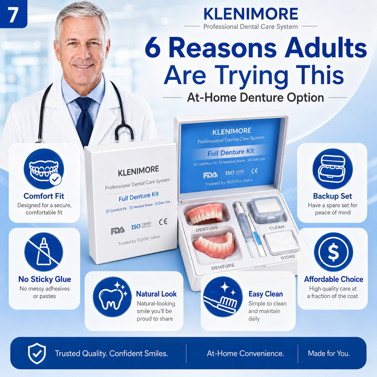 ⏰⏰Ends Today: 50% Off KLENIMORE™ Custom-Fit Dentures | Smile Confidently Again