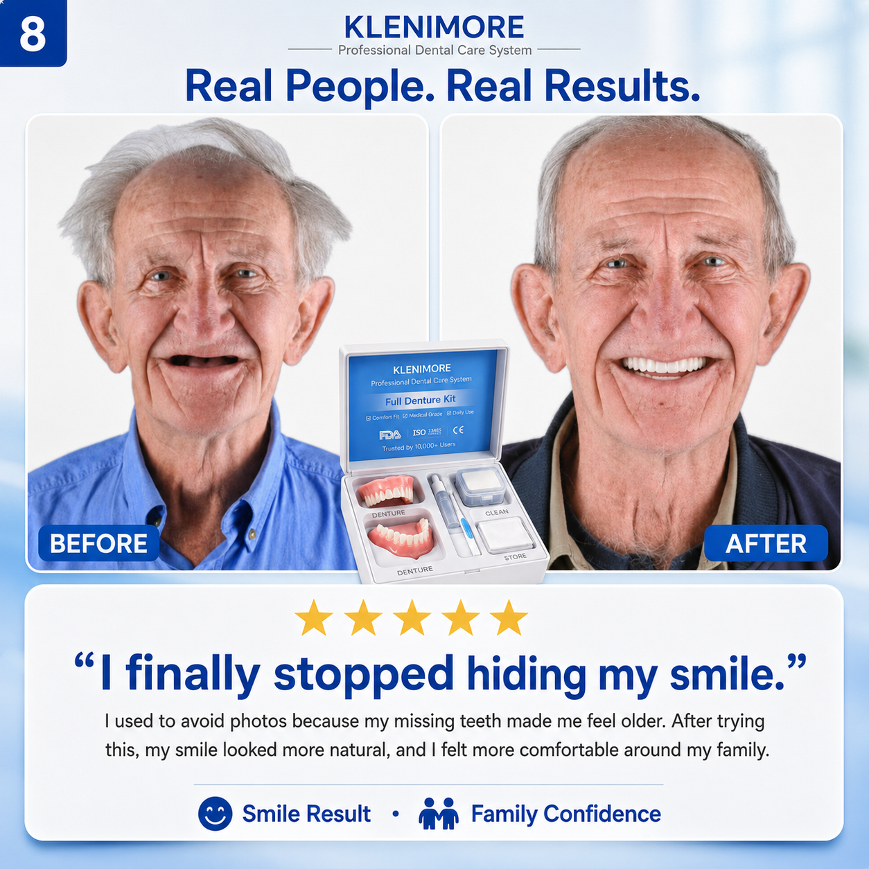 KLENIMORE customer-style smile result presentation