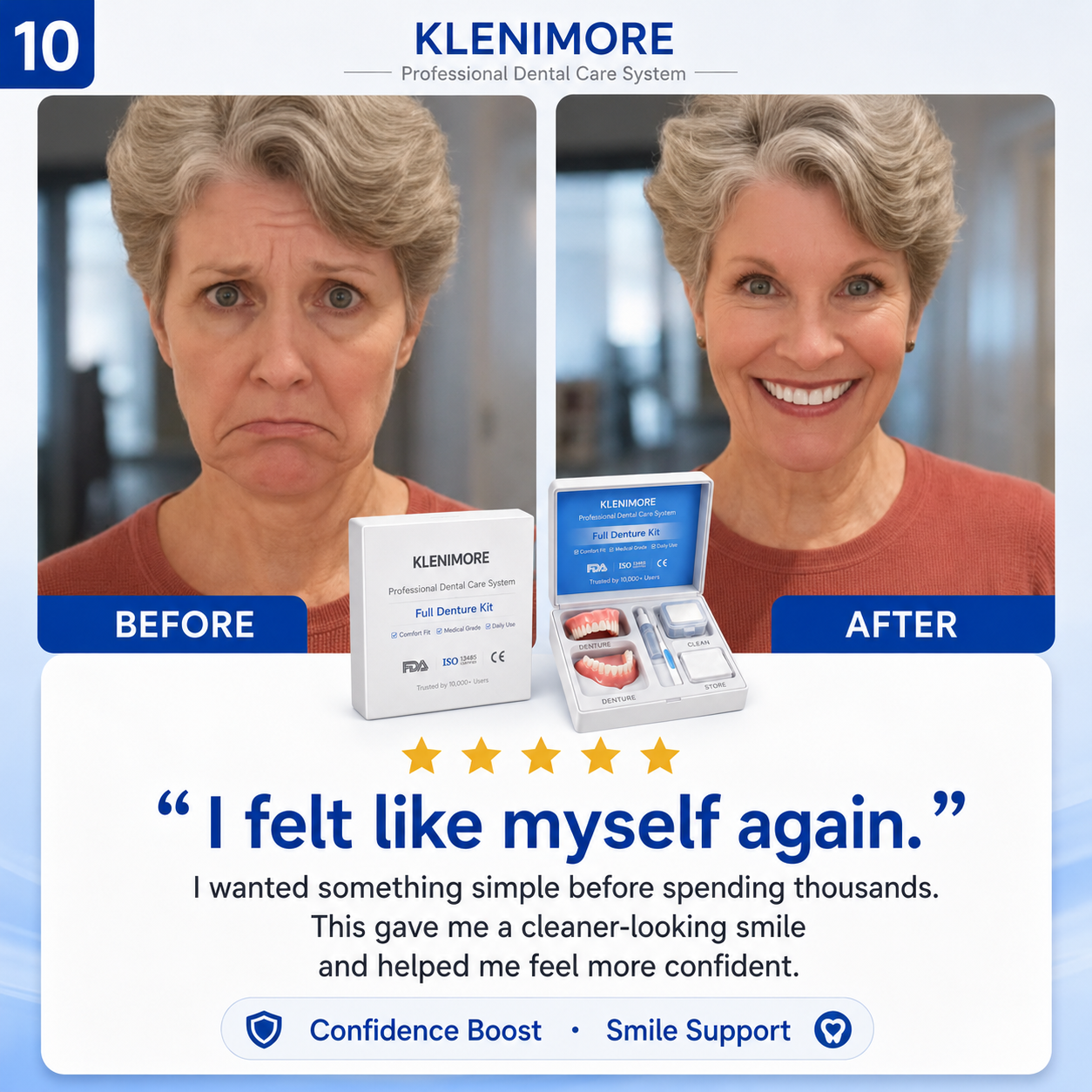 ⏰⏰Ends Today: 50% Off KLENIMORE™ Custom-Fit Dentures | Smile Confidently Again