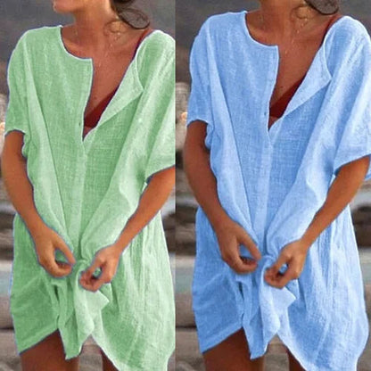 Women's Summer Cotton Casual Loose Short sleeve shirt