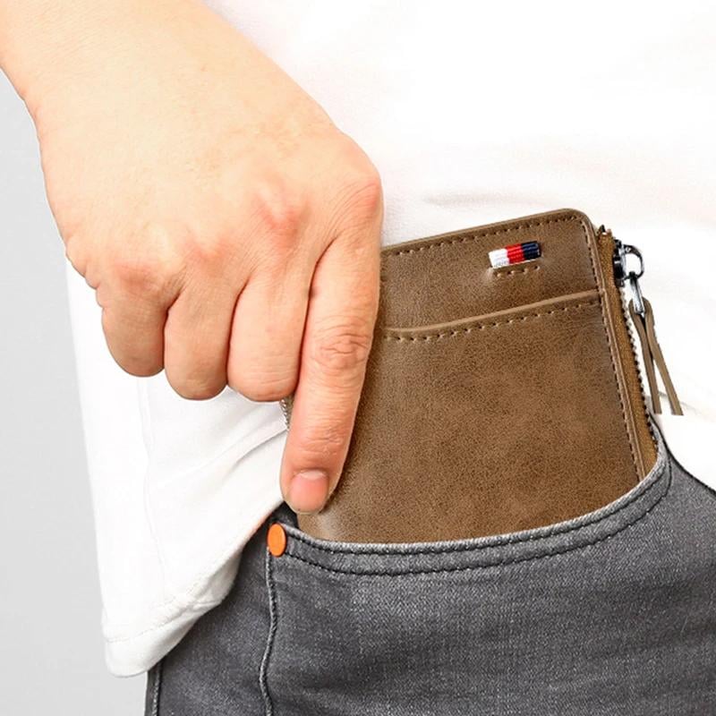 (🎁2025 New Year Hot Sale🎁)Men Wallet Zipper Genuine Leather Purse ( RFID PROTECTED )