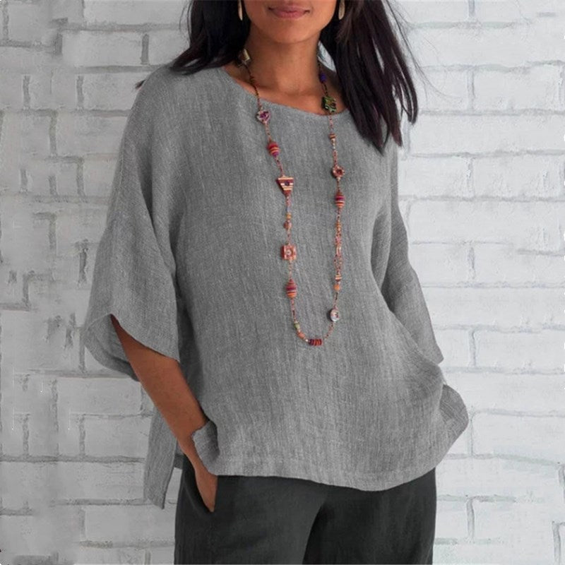 🌈Spring 2023 fashion solid color cotton linen top🌸Buy 2 get 10% Off Auto & Free Shipping🌸