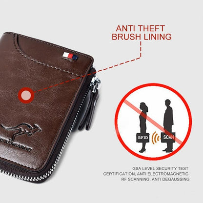 (🎁2025 New Year Hot Sale🎁)Men Wallet Zipper Genuine Leather Purse ( RFID PROTECTED )