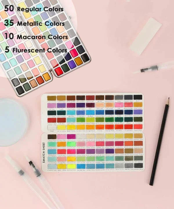 100-color watercolor painting set