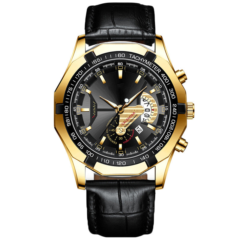 Golden Black -Leather Strap
