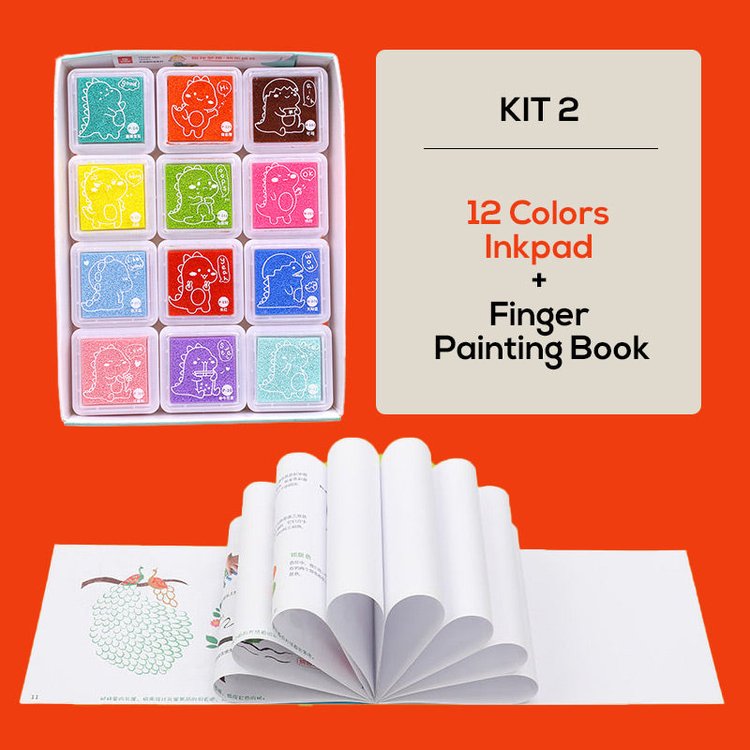 12 Colors Inkpad + Finger Painting Book