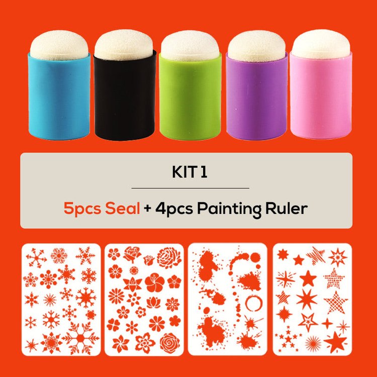 5pcs Seal + 4pcs Painting Ruler