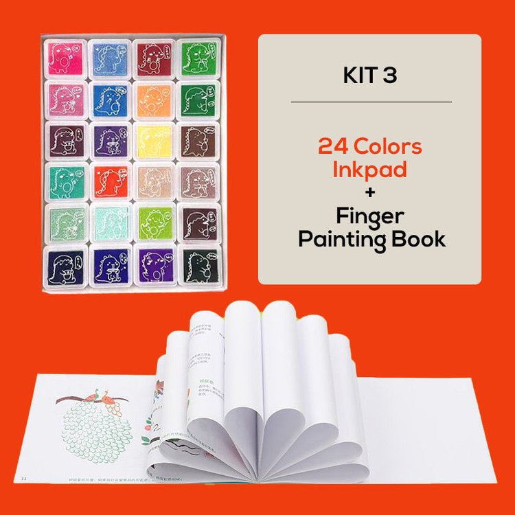24 Colors Inkpad + Finger Painting Book