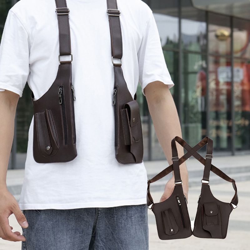 Double shoulder strap multi-pocket outdoor anti-theft tactical bag