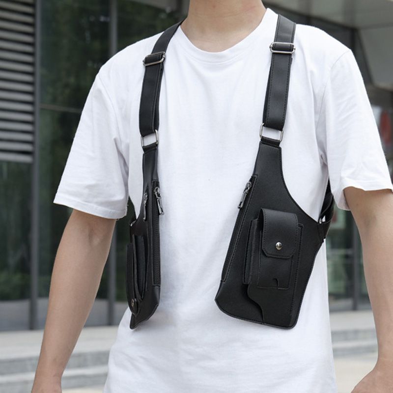 Double shoulder strap multi-pocket outdoor anti-theft tactical bag