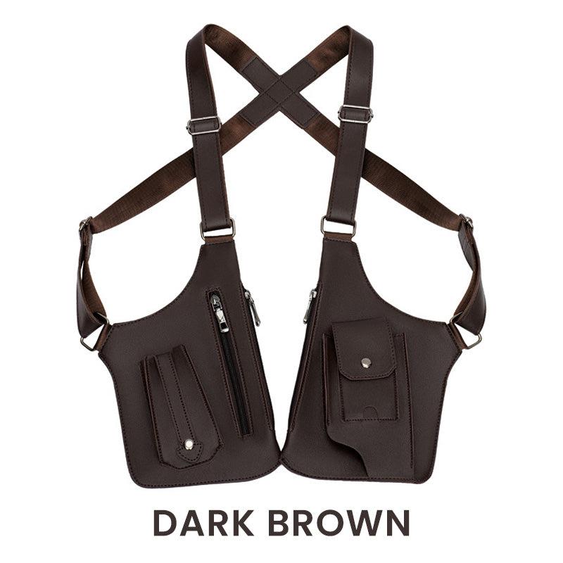 Double shoulder strap multi-pocket outdoor anti-theft tactical bag
