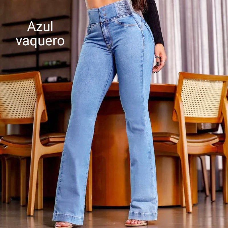 Stretch Flare Jeans With A High Waist
