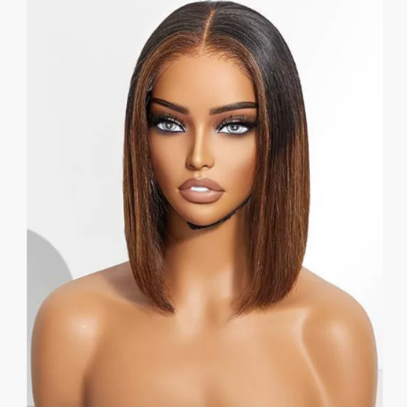 Middle Part Brown Highlights